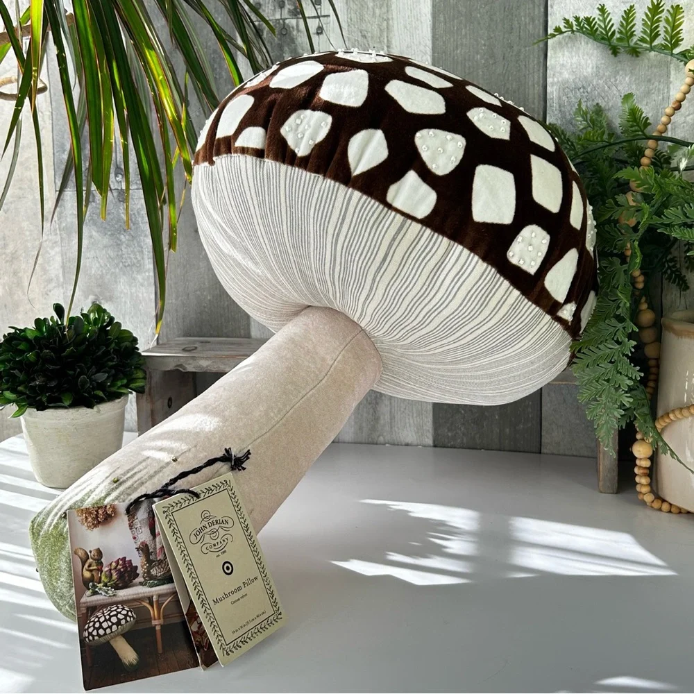 🌴 Cool John Darian Soft Beaded Brown & White Mushroom Decorative Pillow |Target